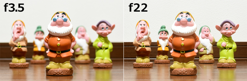 f3.5で撮ったものとf22で撮ったものです。f3.5で撮ったものはぼけていますね