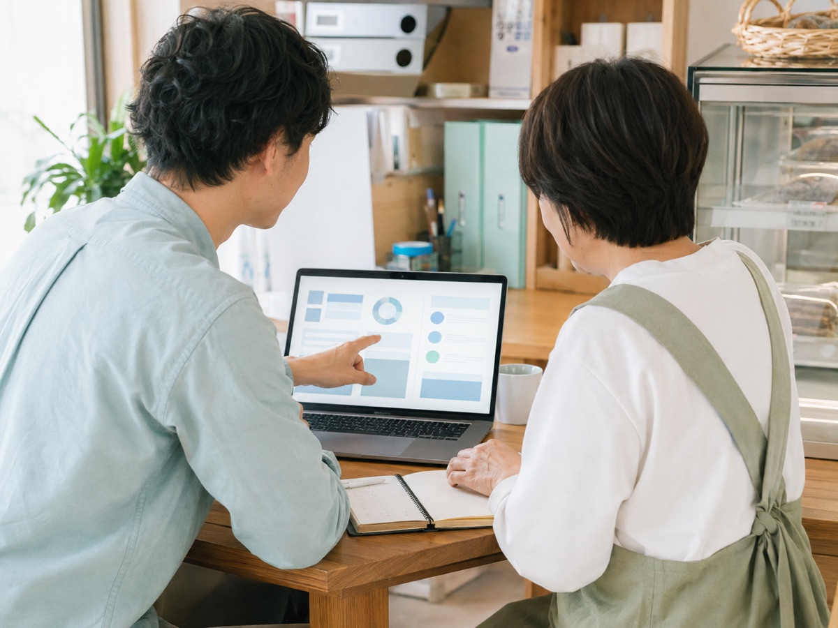 地域の事業者と一緒にAI活用を進める相談風景