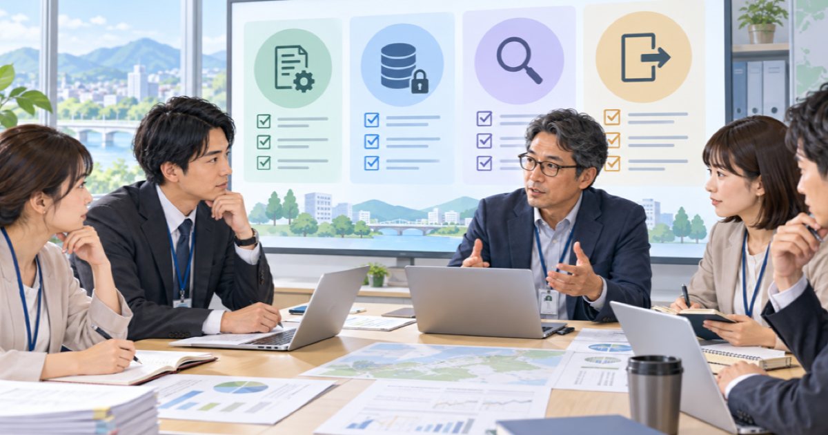 自治体担当者が生成AI調達の品質とデータ取扱いと契約終了条件を確認する会議