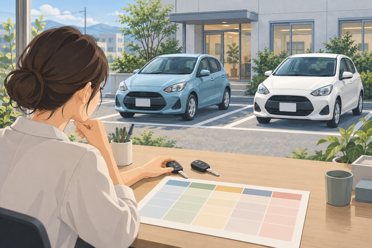 二台の社用車と鍵を利用予定に合わせて割り当てる担当者